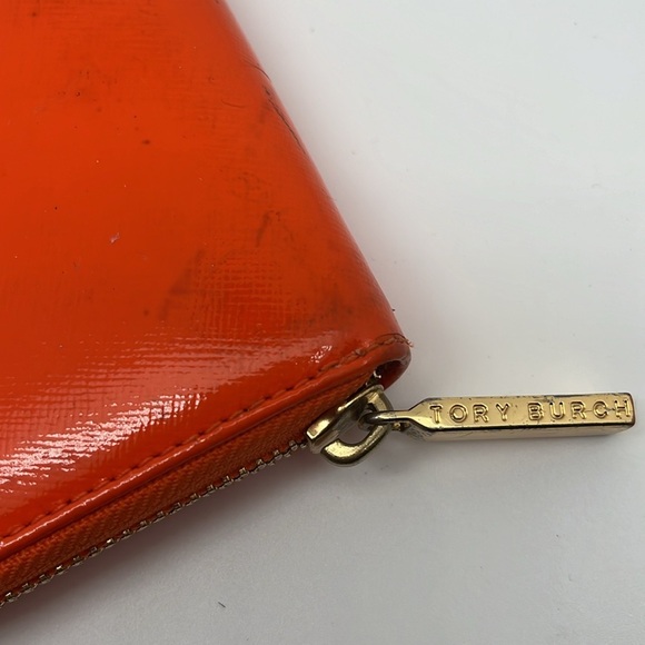 Tory Burch Robinson Continental Zip Around Wallet Clutch Orange Mandarin - Picture 6 of 11
